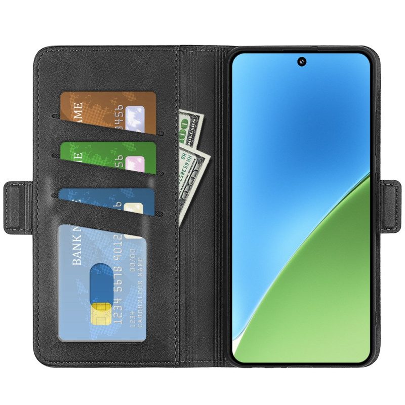 Läderskal Fodral Xiaomi 15 Dubbelspänne