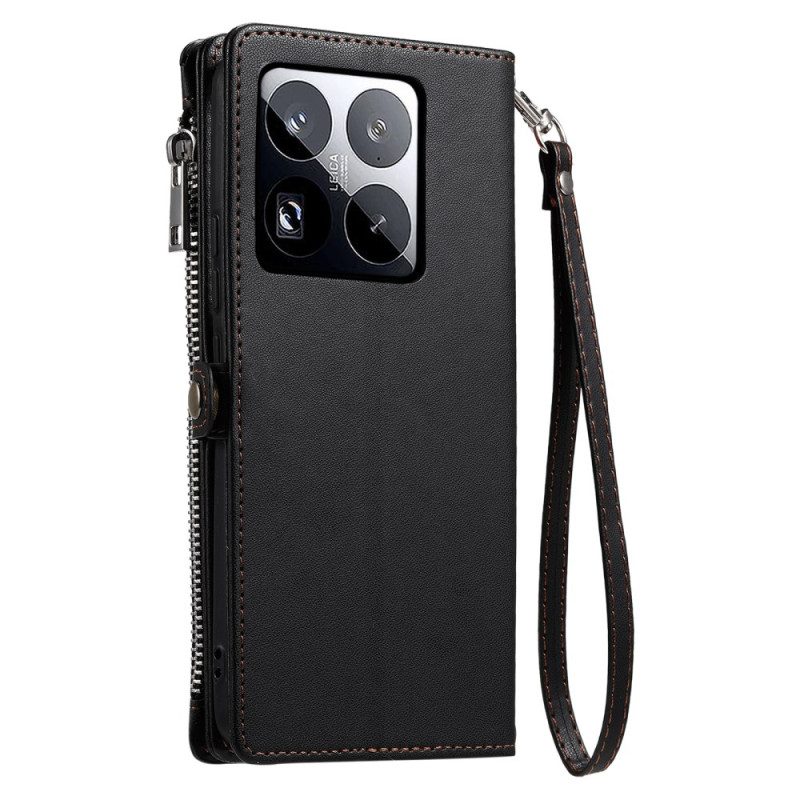 Läderskal Fodral Xiaomi 15 Pro Premiumrem Och Axelrem