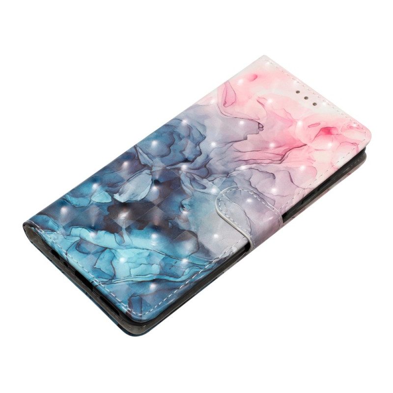 Läderskal Fodral Xiaomi 15 Pro Rosa Och Blå Marmor 3d