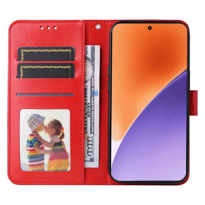Läderskal Fodral Xiaomi 15 Solrosmönster