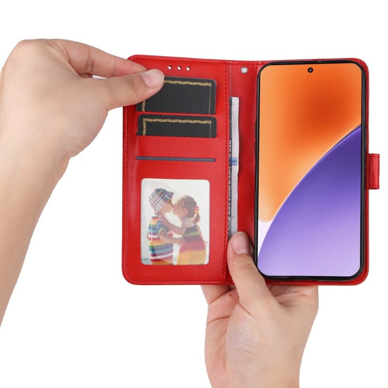 Läderskal Fodral Xiaomi 15 Solrosmönster