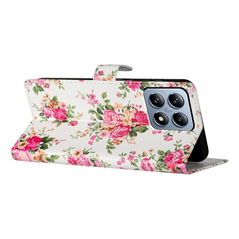 Läderskal Fodral Xiaomi 15t Frihetsblommor