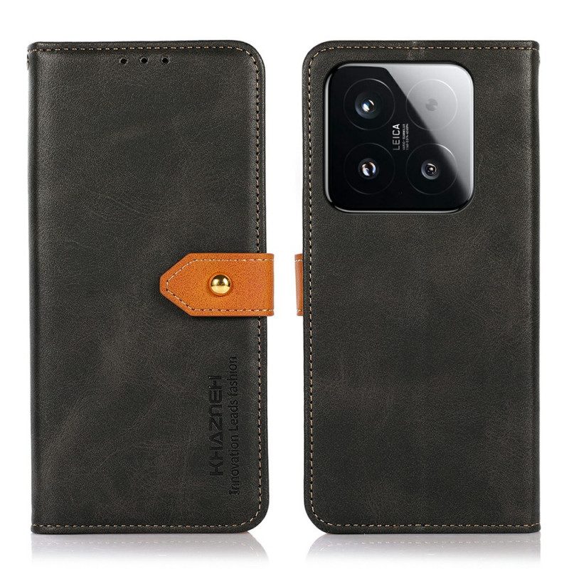 Läderskal Fodral Xiaomi 15t Guldfärgad Spänne Khazneh