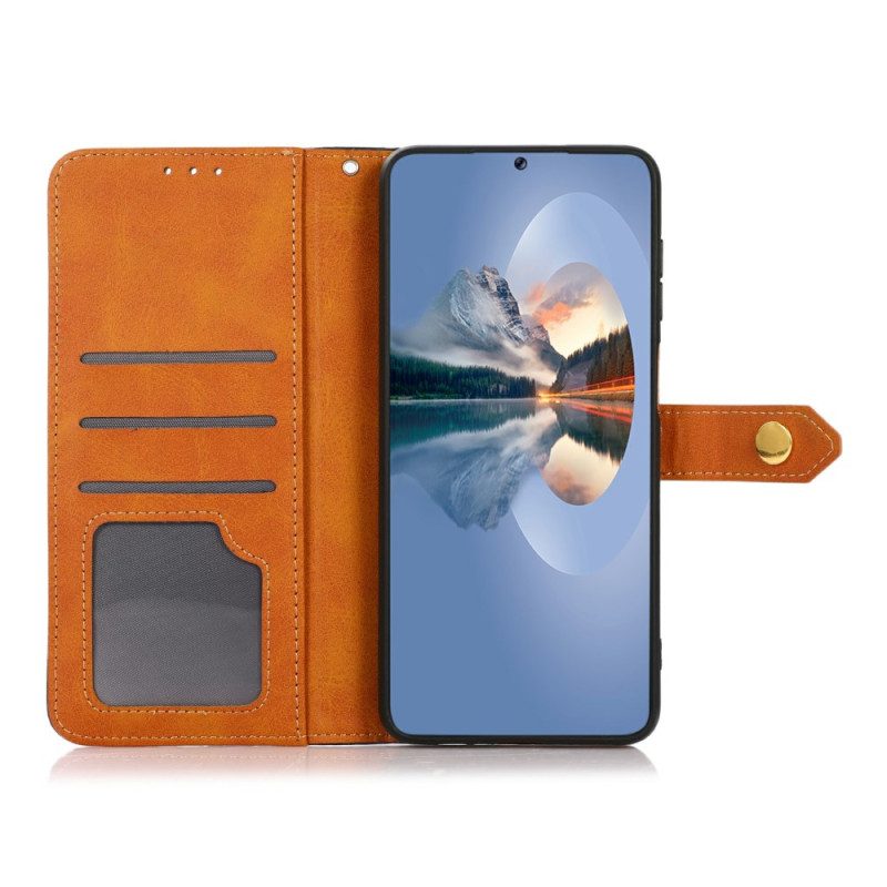 Läderskal Fodral Xiaomi 15t Guldfärgad Spänne Khazneh