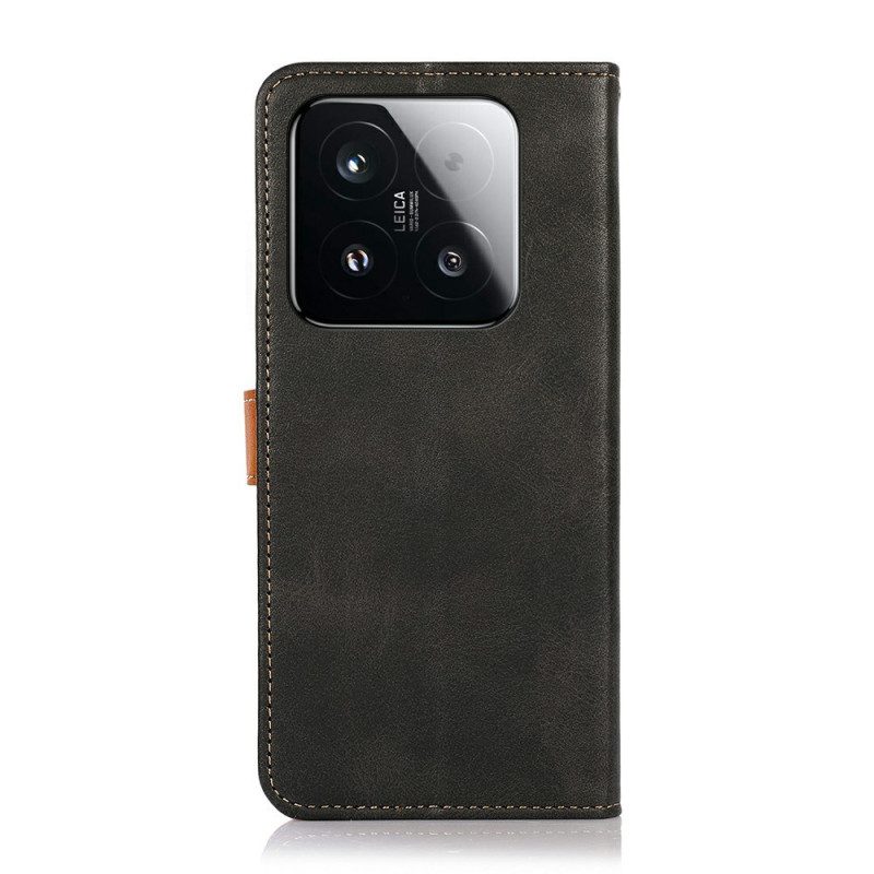 Läderskal Fodral Xiaomi 15t Guldfärgad Spänne Khazneh