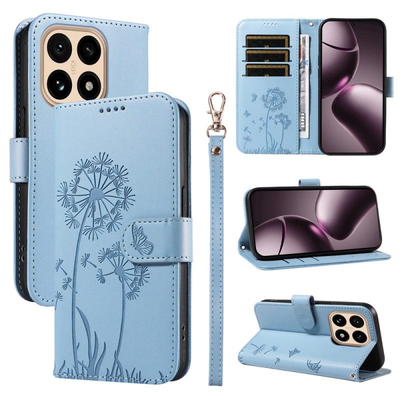 Läderskal Fodral Xiaomi 15t Maskrosor