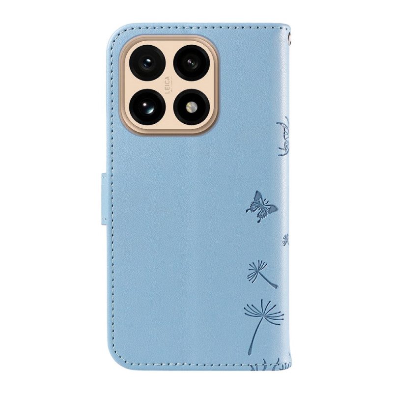 Läderskal Fodral Xiaomi 15t Maskrosor