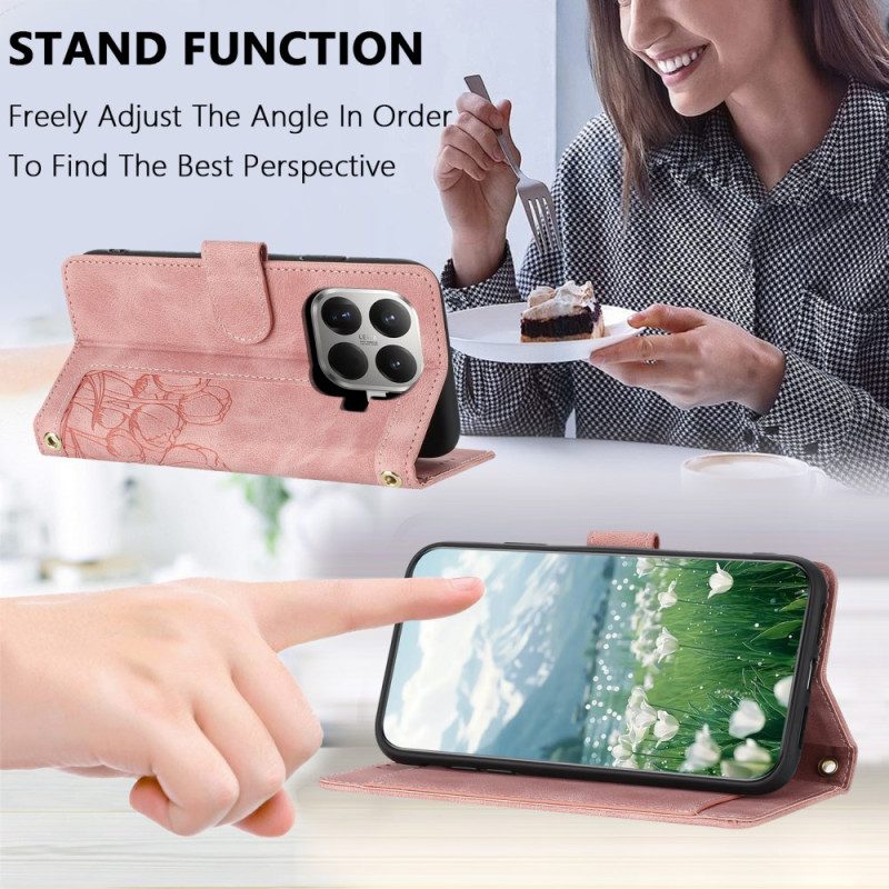 Läderskal Fodral Xiaomi 15t Pro Blommönster Med Mockaeffekt