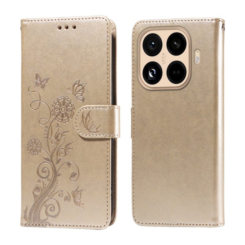 Läderskal Fodral Xiaomi 15t Pro Blommor