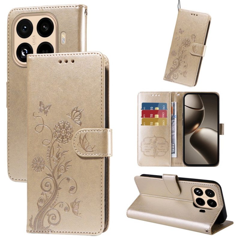 Läderskal Fodral Xiaomi 15t Pro Blommor