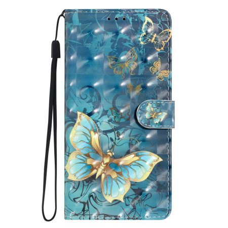 Läderskal Fodral Xiaomi 15t Pro Guldfärgade Fjärilar