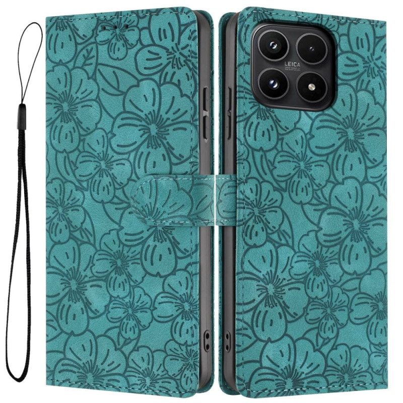 Läderskal Fodral Xiaomi 17 Blommönster
