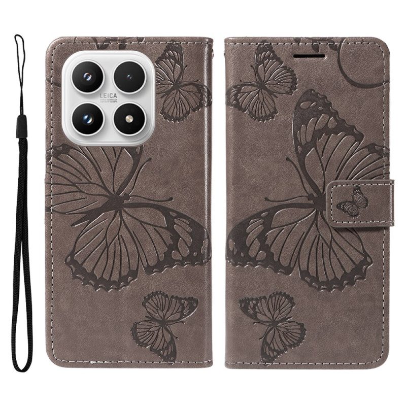 Läderskal Fodral Xiaomi 17 Jättefjärilar