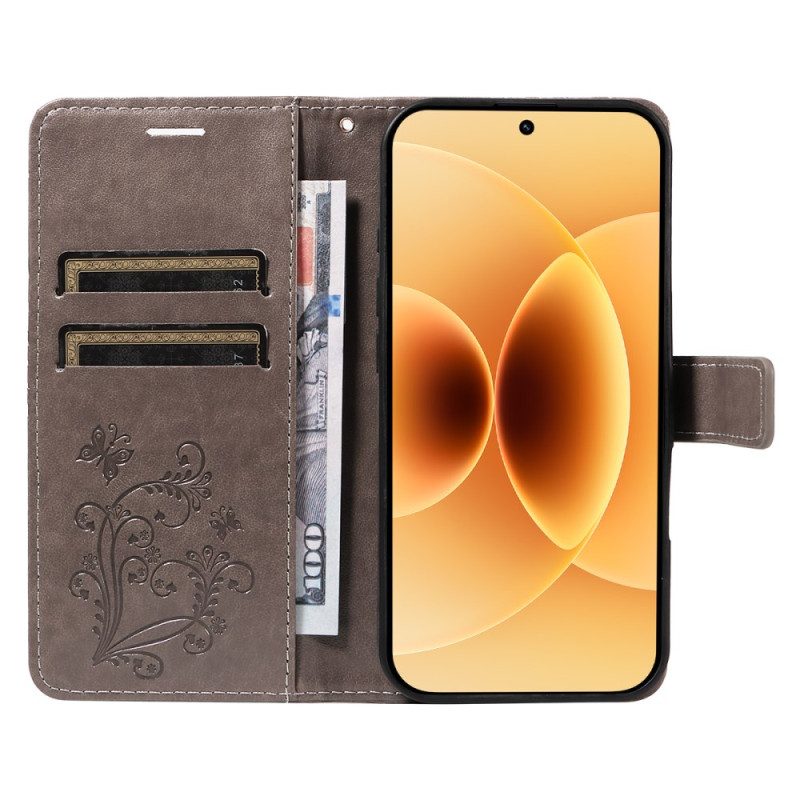 Läderskal Fodral Xiaomi 17 Jättefjärilar