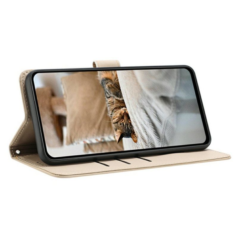 Läderskal Fodral Xiaomi 17 Kattmönster Och Snodd