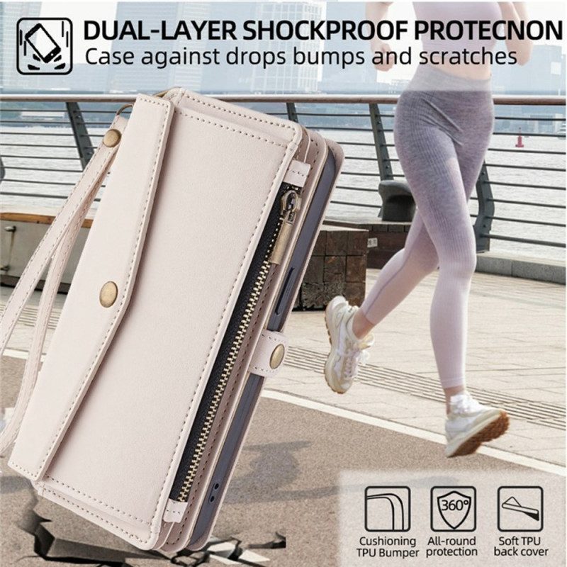 Läderskal Fodral Xiaomi 17 Plånbok Med Axelrem Och Snodd