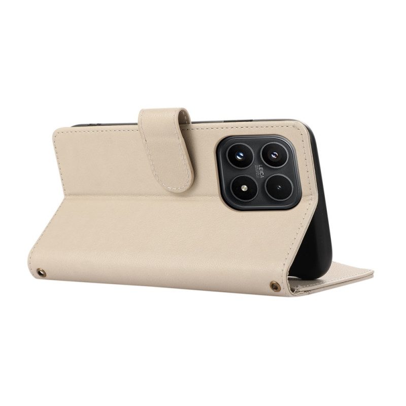 Läderskal Fodral Xiaomi 17 Plånbok Med Kant Och Snodd