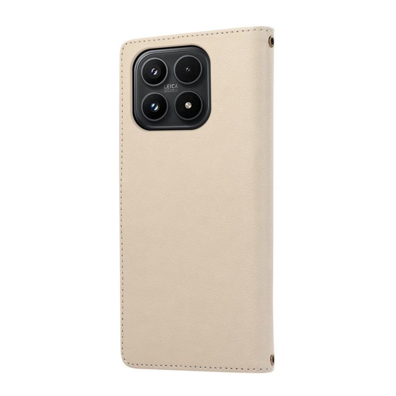 Läderskal Fodral Xiaomi 17 Plånbok Med Kant Och Snodd