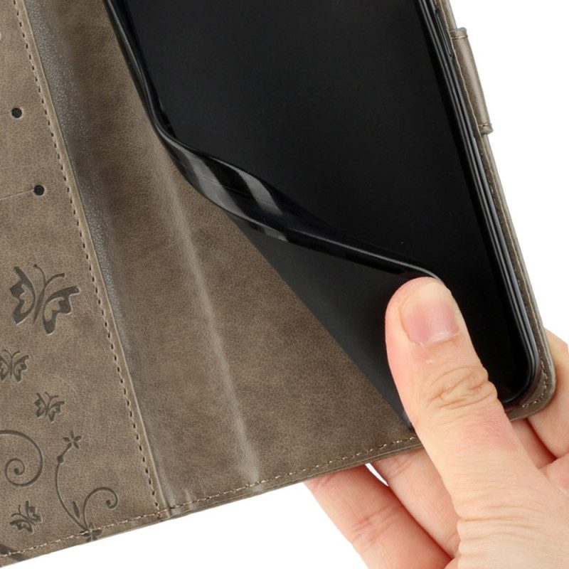 Läderskal Fodral Xiaomi 17 Pro Fjärilar Och Blommor