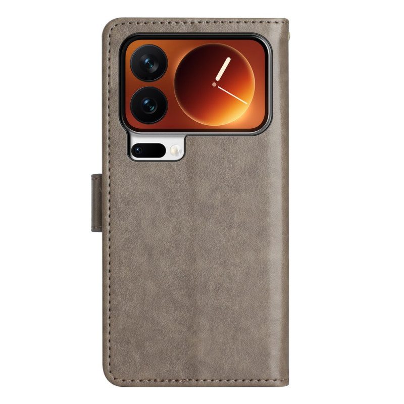 Läderskal Fodral Xiaomi 17 Pro Fjärilar Och Blommor
