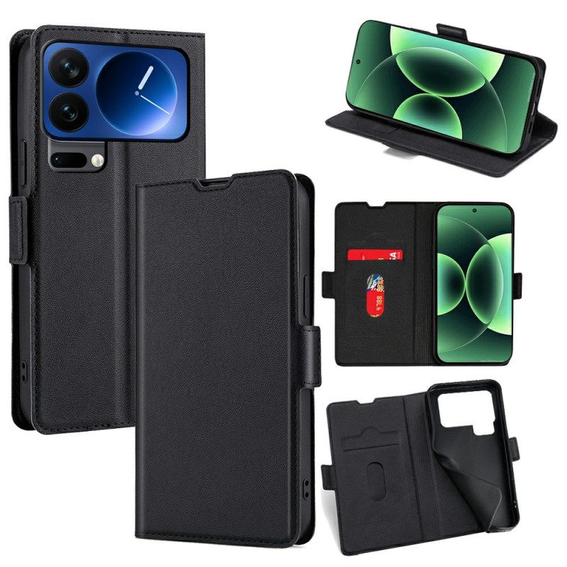 Läderskal Fodral Xiaomi 17 Pro Max Dubbelspänne I Konstläder