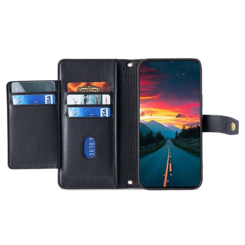 Läderskal Fodral Xiaomi 17 Pro Max Fack Med Dragkedja Och 2 Axelremmar