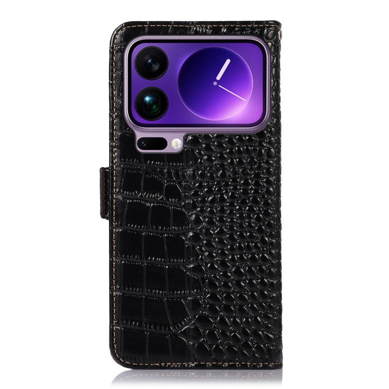 Läderskal Fodral Xiaomi 17 Pro Max Krokodilstrukturerat Rfid-skydd
