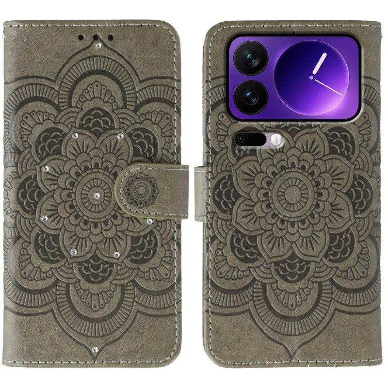 Läderskal Fodral Xiaomi 17 Pro Max Mandala Och Strass