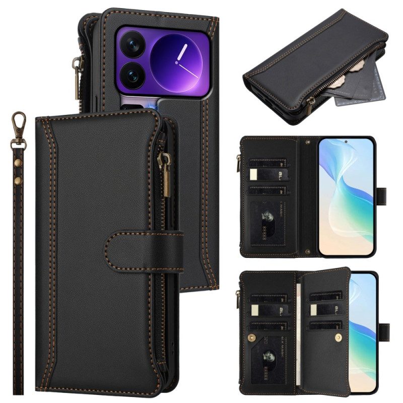 Läderskal Fodral Xiaomi 17 Pro Plånbok Med 9 Kortplatser