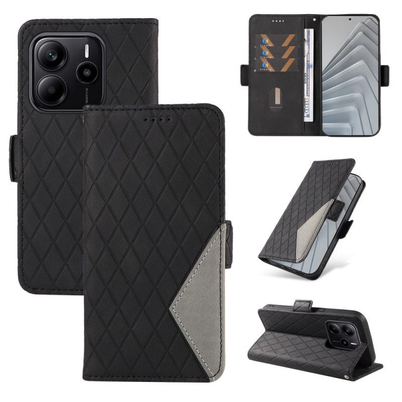 Läderskal Fodral Xiaomi Redmi Note 14 4g Diamantmönster
