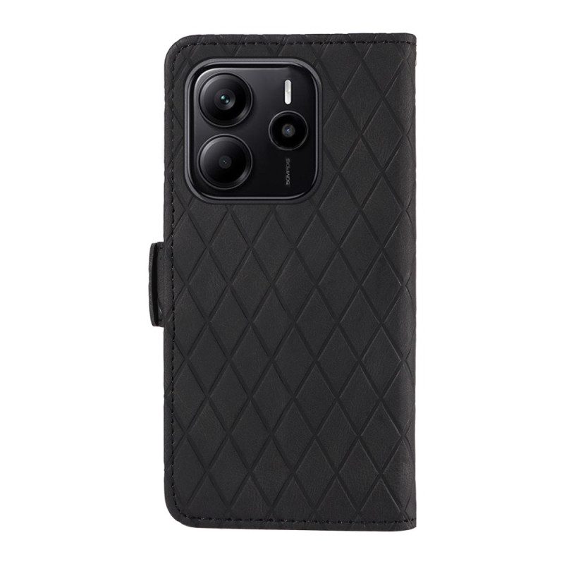 Läderskal Fodral Xiaomi Redmi Note 14 4g Diamantmönster