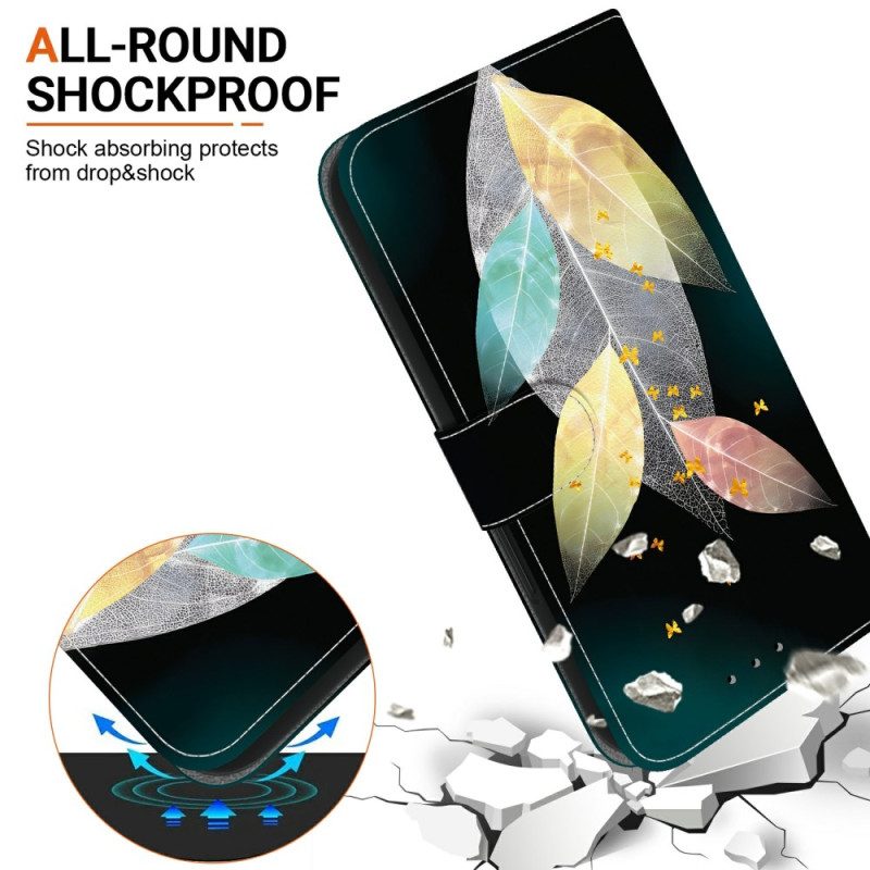 Läderskal Fodral Xiaomi Redmi Note 14 4g Färgglada Fjädrar