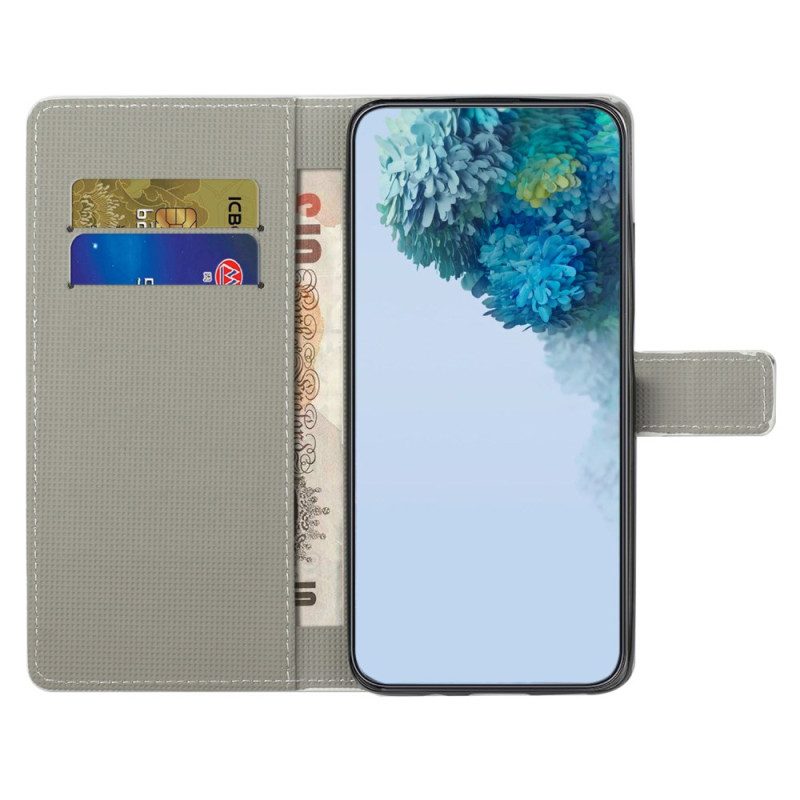 Läderskal Fodral Xiaomi Redmi Note 14 4g Fjärilar På Svart Bakgrund