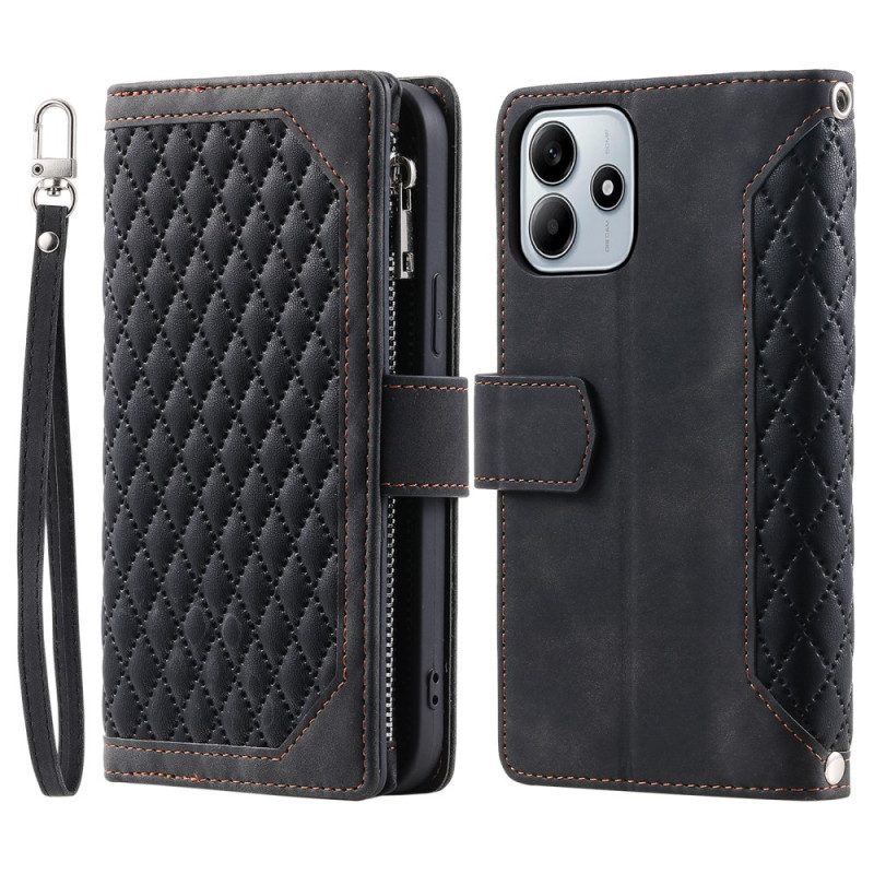 Läderskal Fodral Xiaomi Redmi Note 14 4g Quiltad Plånbok