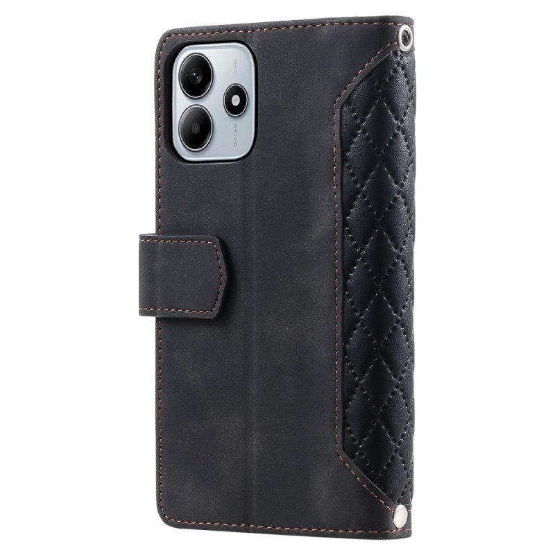 Läderskal Fodral Xiaomi Redmi Note 14 4g Quiltad Plånbok