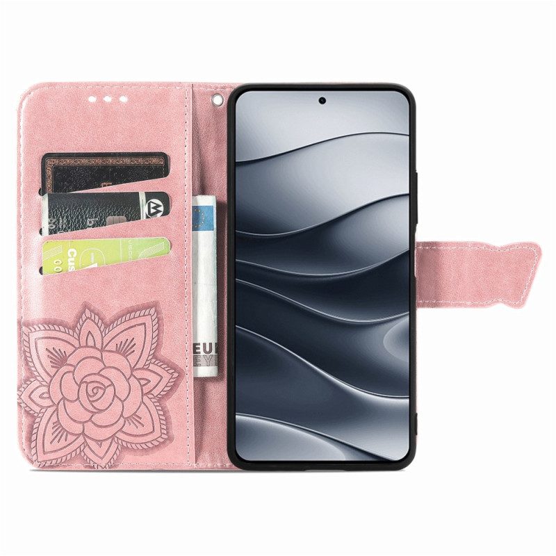 Läderskal Fodral Xiaomi Redmi Note 14 5g Barockfjäril