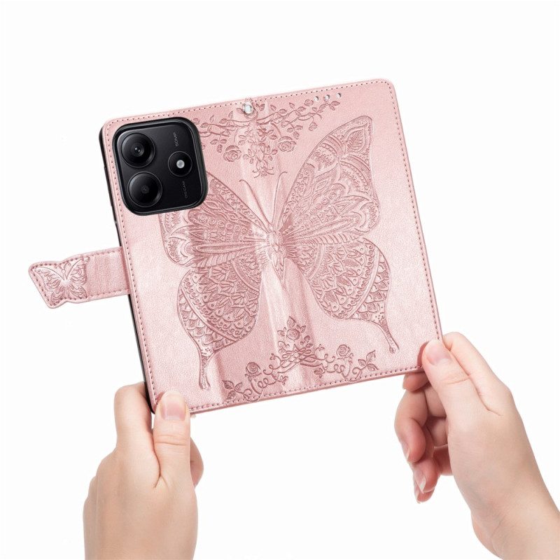 Läderskal Fodral Xiaomi Redmi Note 14 5g Barockfjäril