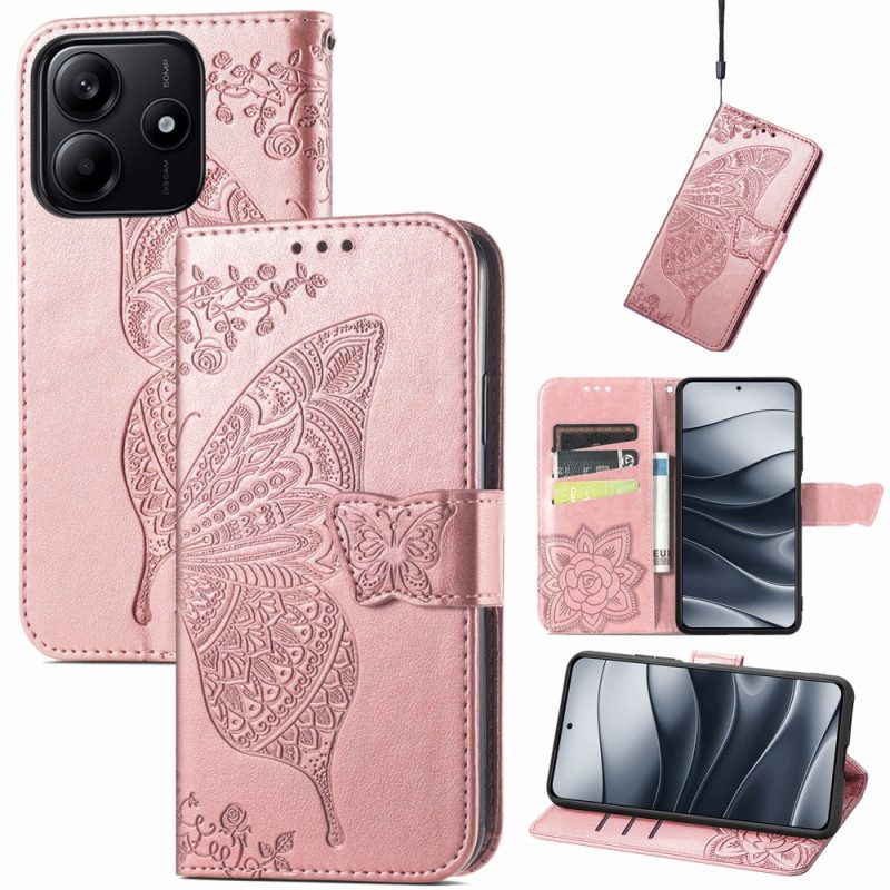 Läderskal Fodral Xiaomi Redmi Note 14 5g Barockfjäril