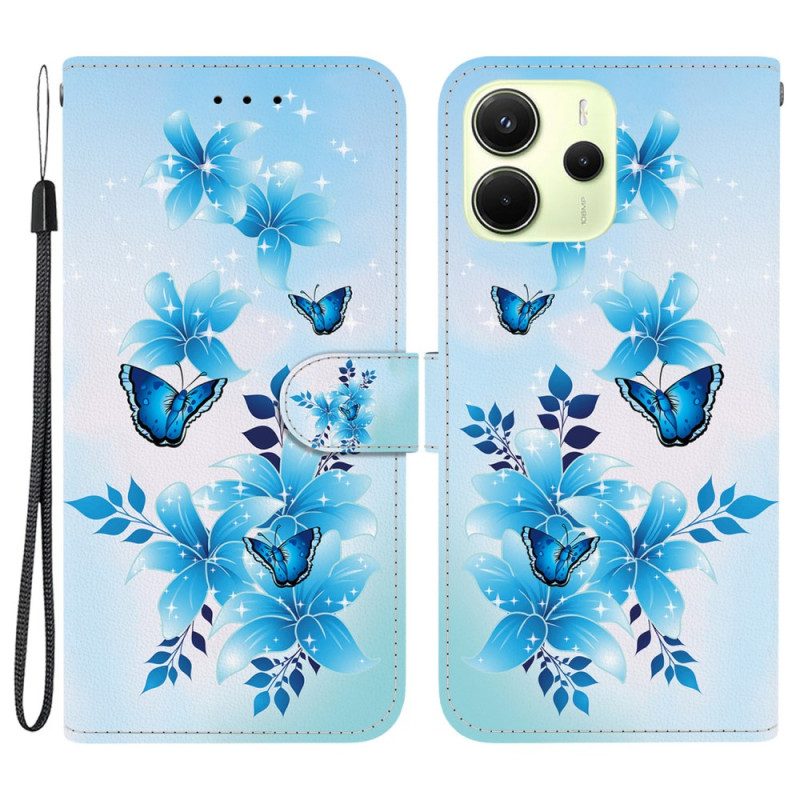 Läderskal Fodral Xiaomi Redmi Note 14 5g Blått Landskap