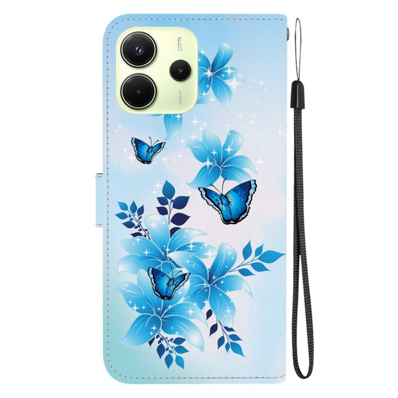 Läderskal Fodral Xiaomi Redmi Note 14 5g Blått Landskap