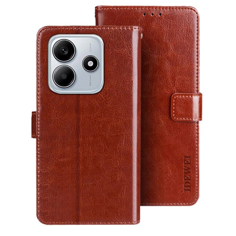 Läderskal Fodral Xiaomi Redmi Note 14 5g Idewei Enfärgat Konstläder