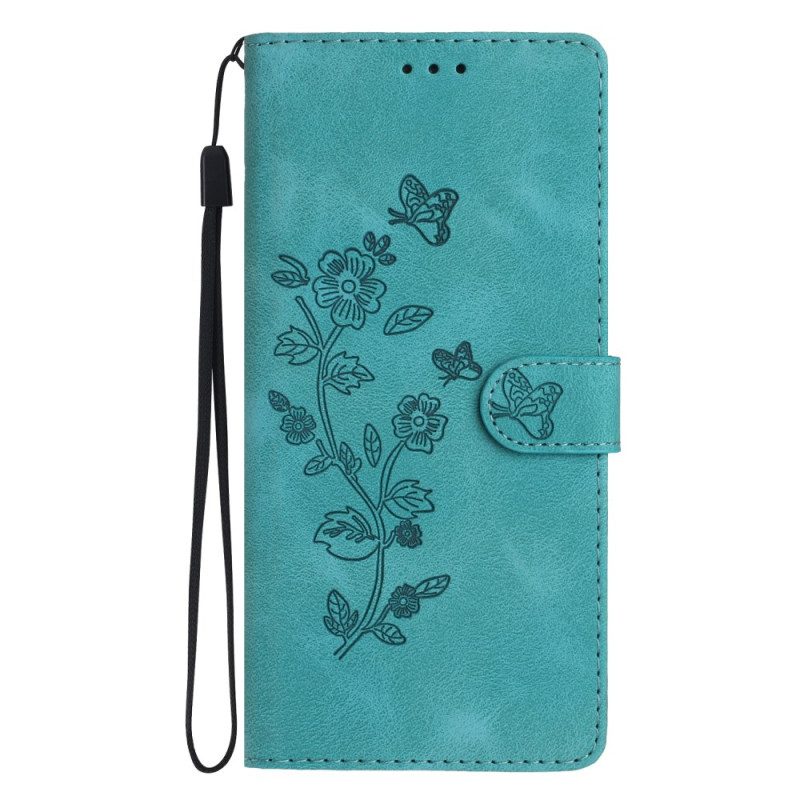 Läderskal Fodral Xiaomi Redmi Note 14 Pro 4g Blom- Och Fjärilsdesign