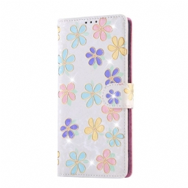 Läderskal Fodral Xiaomi Redmi Note 14 Pro 4g Rfid-blockerande Blommönster