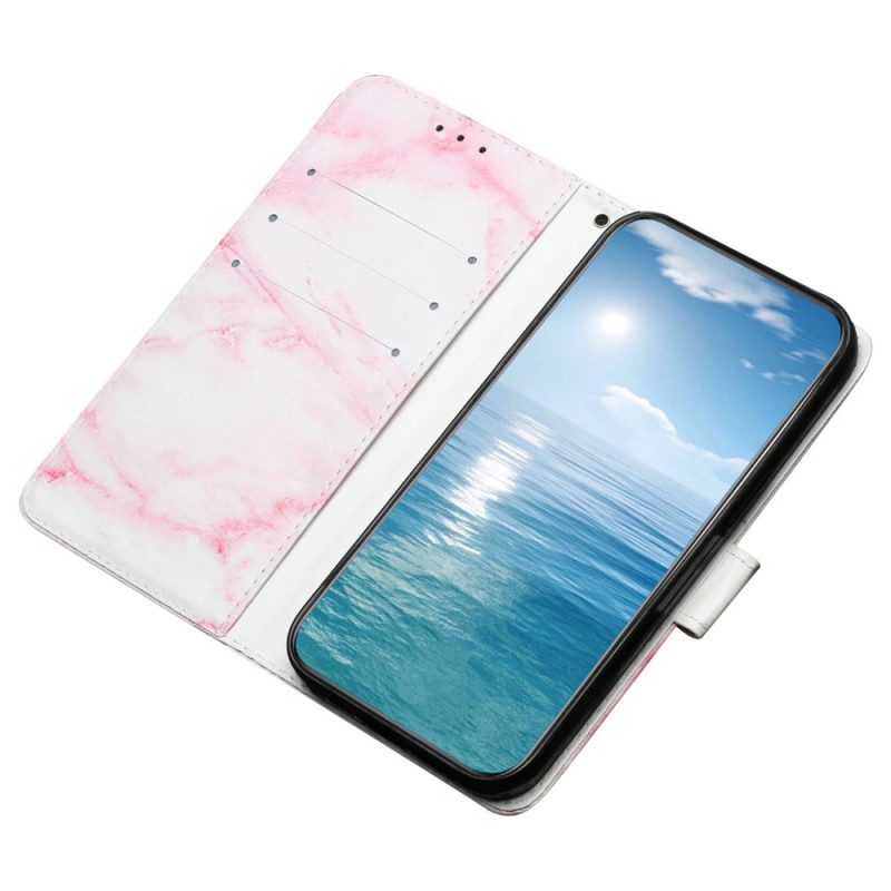 Läderskal Fodral Xiaomi Redmi Note 14 Pro 4g Rosa Marmormönster
