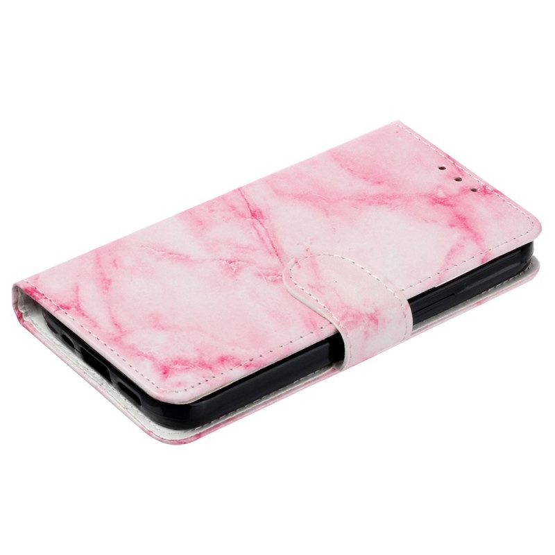 Läderskal Fodral Xiaomi Redmi Note 14 Pro 4g Rosa Marmormönster