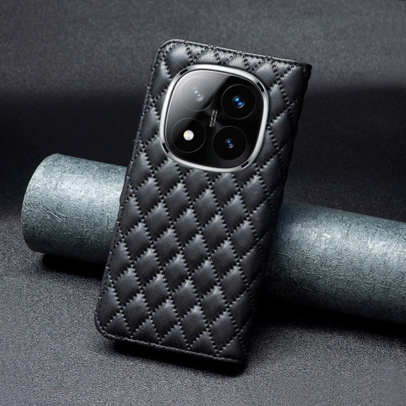 Läderskal Fodral Xiaomi Redmi Note 14 Pro 5g Klassisk Quiltad