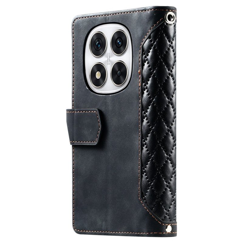 Läderskal Fodral Xiaomi Redmi Note 14 Pro 5g Quiltad Plånbok