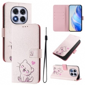 Läderskal Fodral Xiaomi Redmi Note 14 Pro Plus 5g Sött Kattmönster