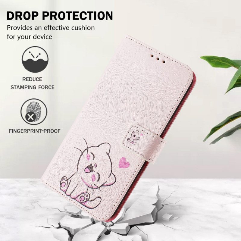 Läderskal Fodral Xiaomi Redmi Note 14 Pro Plus 5g Sött Kattmönster