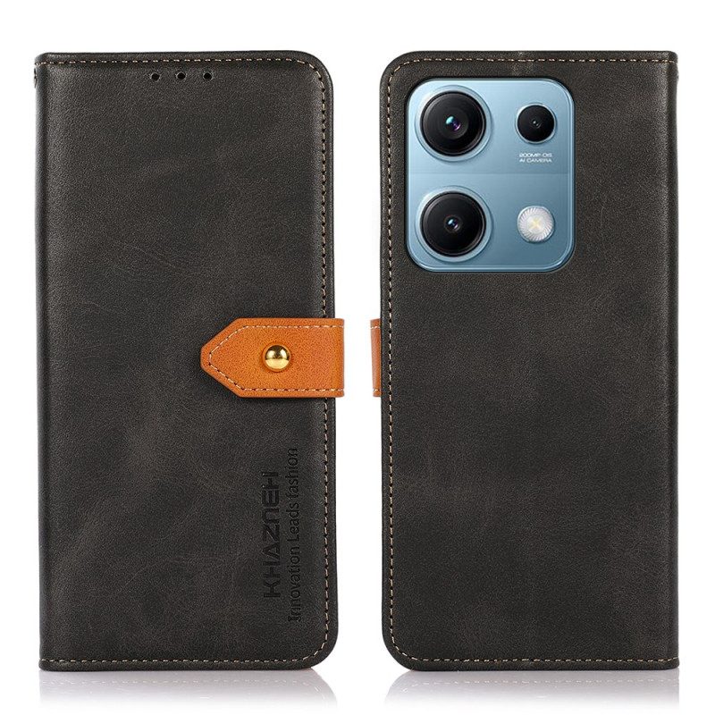 Läderskal Fodral Xiaomi Redmi Note 14s Khazneh Guldspänne